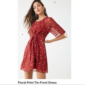 Forever 21 floral print tie front dress
